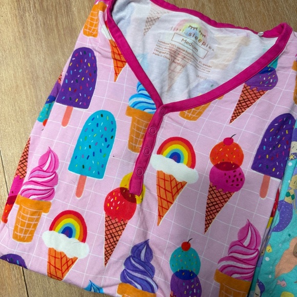 (Set of 2) Little Sleepies Women's Short Sleeve Pajama Tops M - Picture 2 of 6